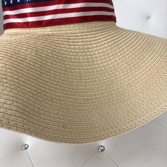 NEW Boho Stars Stripes Wide Brim Floppy Straw Hat - Picture 7 of 9